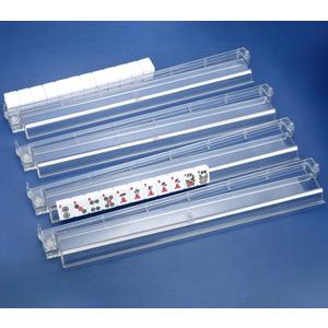 Mahjong Racks with Pushers, Convenient Rotating One-Piece Mahjong Pushers and Racks,4-Piece Set American Mahjong Accessories,Transparent