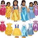 18 inch Doll Clothes Accessories -6Pcs Different Princess Costume Gift Fits All 18-inch Dolls Across Brands