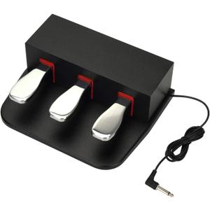 The Piano 3 sustain pedal 6.35mm 1/ 4 Inch Plug Universal for Electronic Keyboards and Digital Pianos, Electric piano, MIDI Keyvoards, Synthesizer, With 3.5mm to 6.35mm female jack adapter (Black)