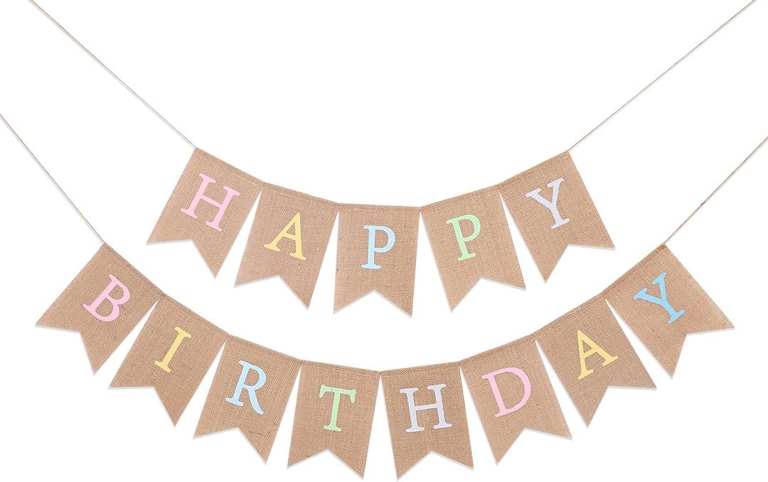 Rainbow Burlap Banner - Pastel Birthday Banner, Personalized 1st Birthday Decor, Photo Prop