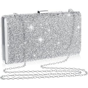 Clutch Purse Evening Bag Women Rhinestone Glitter Handbag Double Sided with Chain Crossbody Purse Shoulder for Wedding Party