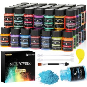 CHANGTIKEJI Mica Powder48 Colors - 10g/Bottle of Natural Pigment Powder for Epoxy ResinSoap MakingCandle Making,Lip Gloss,Car Freshies,Dye,Nail Polish,Bath Bombs