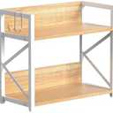 RUILALIFE Spice-Rack-Organizer-Shelf for Kitchen Counter, 2 Tiers Coffee Bar Station Organizer for Countertop，Space Saving Desk Shelving Riser Unit (Maple, Medium)