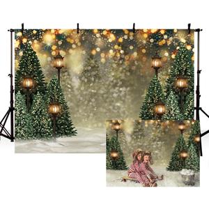 MEHOFOND 7x5ft Winter Christmas Tree Snowflake Green Newborn Photography Background Snow Scene Glitter Bokeh Child Portrait Backdrops Xmas Birthday Baby Shower Party Photo Banner Props