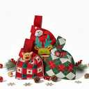 Crochet Knitted Gift Bag for Christmas Parties Babys Birthday Companion Childrens Gathering, Candy bags Ideal Hand Gift Packing with Various Patterns 7.87*13.8 inchesReusable Casual Handbag Outdoor Styling and Accessories (Reindeer Red-grid-diamond grid)