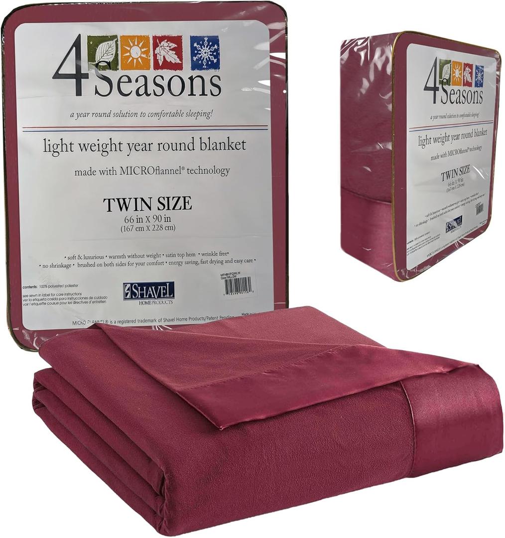 Thermee Micro Flannel Twin Size Blankets, Lightweight All Seasons Cozy Blanket, Throw Blankets for Home and Living Room, Comfy & Soft Blanket for Couch, Machine Wash, No Pilling - Burgundy