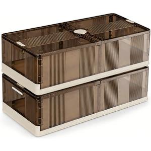 Under Bed Storage with Wheels, 2 Pack 7.9" Low Profile Under Bed Storage Drawers with Dual Flip-Top Lids, Foldable Stackable Plastic Under Bed Storage Containers for Clothes, Shoes & Blankets