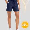 MAGCOMSEN Women's 5" Hiking Shorts UPF 50+ Quick Dry Lightweight Athletic Running Golf Summer Casual Shorts with Pockets (Blue, XL)