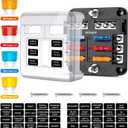 Nilight - 50055F 6 Way Blade Screw Fuse Block 6 Circuits with Negative Bus Fuse Box Holder with LED Indicator ATO/ATC Fuse Panel Waterproof Cover for 12V Automotive Cars Marine Boats RVs Trailers