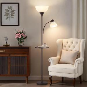 72" Floor Lamp with Table, Adjustable Reading Lights, Torchiere Floor Lamps
