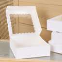 50 pcs 8x8x2.5 Inches Bakery Boxes with Window, Cake Pastry Cookie Mini Pie Box for Pastry,Dessert,Strawberries,Chocolates (White)