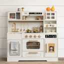 Wooden Play Kitchen for Kids Realistic Appliances, Smart Storage & 15 Fun Accessories for Inspiring Pretend Play (Ages 3+)