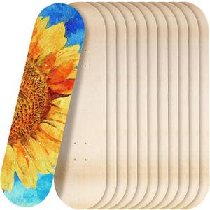 Honoson 6 Pcs Blank Skateboard Decks Bulk 32 x 8 Inch 7 Ply Maple Wooden Plain Skate Decks Natural Wood Double Tail Skateboard for Art Painting Wall Home Decoration