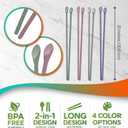 Reusable Long Silicone Cooking Chopsticks with Spoon 12 Inches 2 Pairs Set, Dishwasher Safe, BPA-free Non-Slip, Non-Scratch, Korea Japanese Kitchen Utensils (Pastel Grey 2 Set)