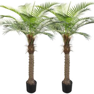 2 Pack Artificial Sago Palm Tree 6ft - Realistic Fake Sago Palm Plants for Indoor/Outdoor Decor - Low Maintenance Tropical Faux Trees with Sturdy Base - UV Resistant, Lifelike Design