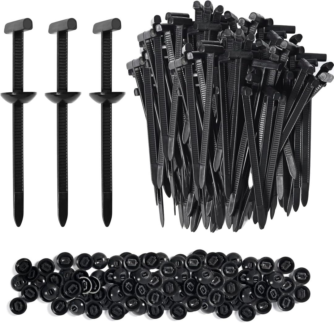 100 Pack Heavy Duty Nylon Zip Ties with Mounting Buckles, Self-Locking Cable Fasteners for Car & Home
