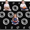 Teenyyou 6.5 x 11 ft Large Classroom Rug Circle Abstract Educational Area Rug Kids Room Children Classroom Carpet Playroom Learning Black Square School Decor Seating Carpet
