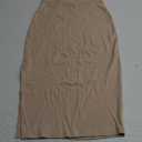 Women's Side Slit Ponte Knit High Waist Mid Calf Long Pencil Skirt Sweatshirt Skirt (Beige, S)