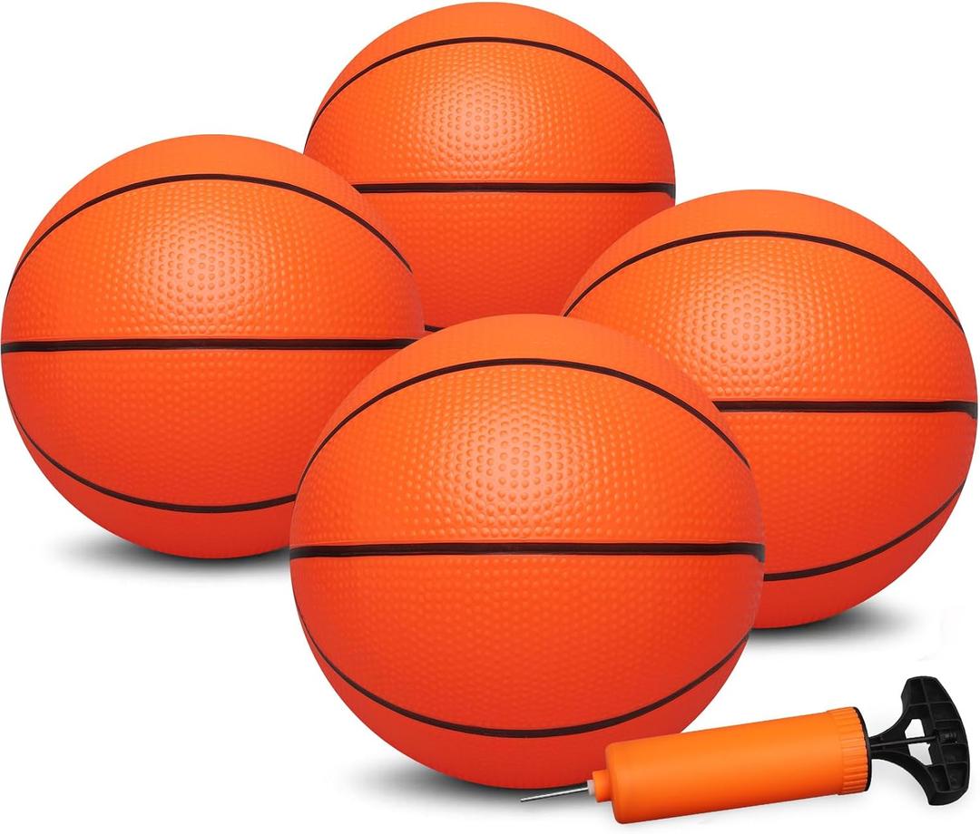 Dilabnba 8" Mini Rubber Replacement Basketballs for Basketball Hoop/Pool, Kids Toddler Soft Beach Bouncy Ball Sports Party Game, Junior Balls Indoor Outdoor Arcades Games, Lightweight (4PCS), 2 pack