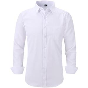 Long Sleeve Dress Shirts for Men - Regular-Fit Casual Button-Down Shirt with Pockets, Size: Small