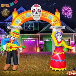 Amazon.com: 9 Ft Day of The Dead Halloween Inflatables Archway Dia De Los Muertos Decorations Inflatable Arch with Skull Skeleton LED Light Decor for Lawn Yard Garden : Patio, Lawn & Garden