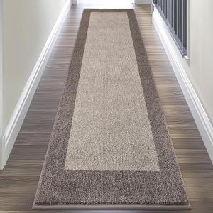 Machine Washable Kitchen Rug 24" x 96", Non Slip Kitchen Mat for Floor, Absorbent Entrance Runner Rug for Bedroom, Hallway, Bathroom, Door (Roll Packing) (Beige)
