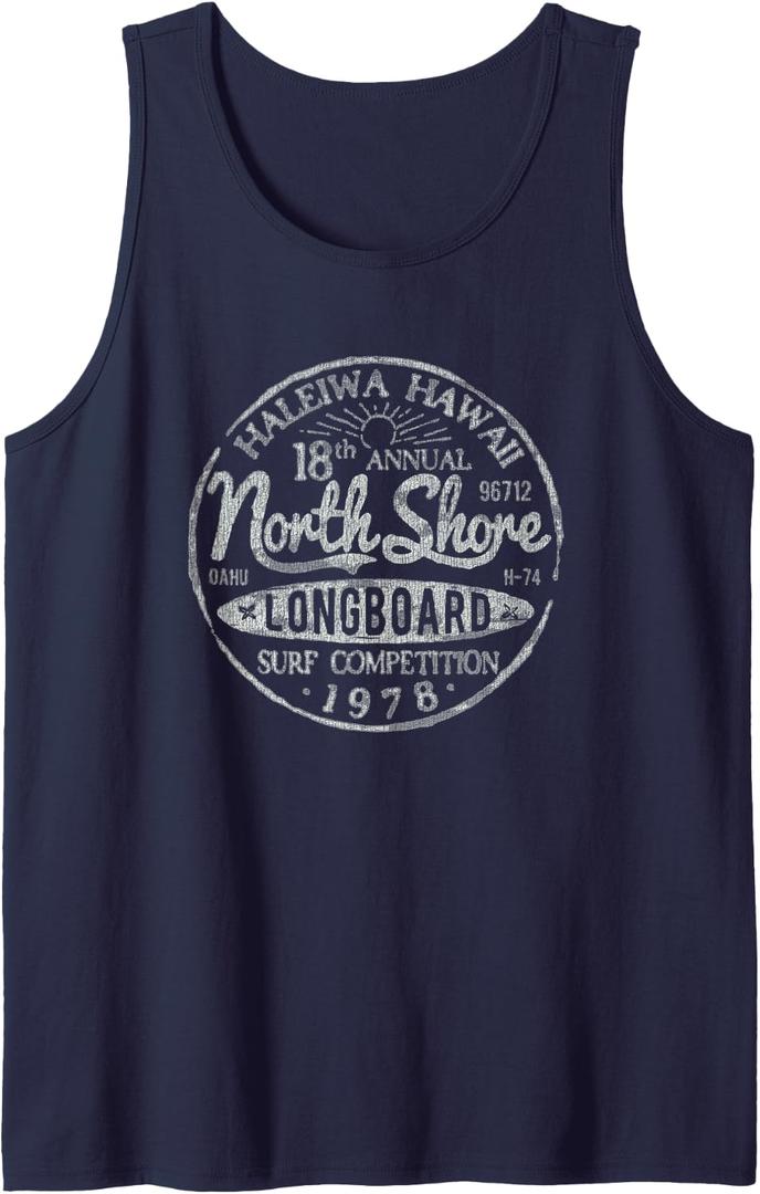 Long Board North Shore Surf Vintage Hawaii Beach Tank Top, Size: S