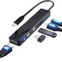 SABRENT USB C Hub, USB C to HDMI 4K@60Hz, Type C Hub Multiport Adapter, 100W Power Delivery, Compatible with MacBook, Laptop (HB-TC5P)