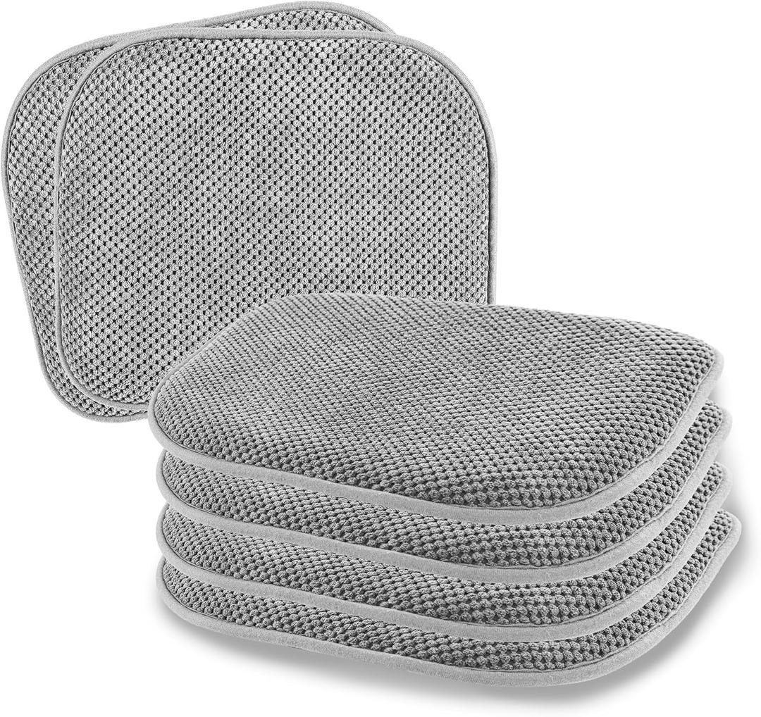 SWEMSTAR Chair Cushions - 15"*17" Kitchen Dining Chair Pads Foam Seat Cushion for Chairs Barstool Cushions Non Slip Seat Pad (6 PCS, Light Grey)