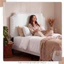 Colingmill 40 Inch Twin Headboard with 2 Outlets White Leather Adjustable Twin Headboard with Nailhead Trim and Curved Shape Bed Head Board for School College Dorm Guest Rooms