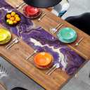 Marble Table Runner 72 Inches Long, Purple Golden Marble Texture Table Runner Dresser Scarves, Rustic Burlap Dining Room Table Decor for Kitchen Wedding Farmhouse Indoor Outdoor Home Party
