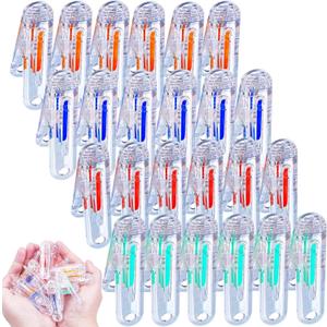 24 Packs Plastic Clothespins Transparent Laundry Clips, 24 Pack Clear Small Clothes Pins Outdoor, Clothes Line Clips for Hanging Clothes, 4 Colors Cloths Pins Drying Line Pegs for Kitchen