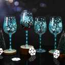 4 Pcs Snowflakes Winter Party Stemmed Wine Glasses Hand Painted Drinking Cup Wine Glasses Gifts for Birthday Theme Holiday Party Supplies