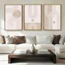 ANHUIB Neutral Boho Abstract Canvas Wall Art Set of 3 Framed Mid Century Modern Wall Decor Beige Geometric Line Artwork Minimalist Prints 16x24 Inch Painting for Living Room Bedroom Dining Room Office