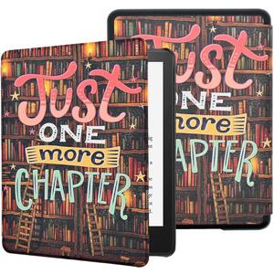 Case for 6" All-New Kindle (11th Generation-2022/2024 Release), Book Lovers Folio Lightweight PU Leather Book Cover with Auto Wake/Sleep, Hand Strap, Just One More Chapter
