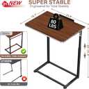 Extra Large Heavy Duty TV Tray Table, 23.6" Folding C-Shaped Laptop Desk for Couch & Bed, Height & Tilt Adjustable Overbed End Table with Phone/Tablet Slot, Easy Clean Walnut Finish for Small Spaces, Large 1 Pack
