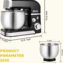 Kitchen in the box Stand Mixer,3.2Qt Small Electric Food Mixer,6 Speeds Portable Lightweight Kitchen Mixer for Daily Use with Egg Whisk,Dough Hook,Flat Beater (Black)