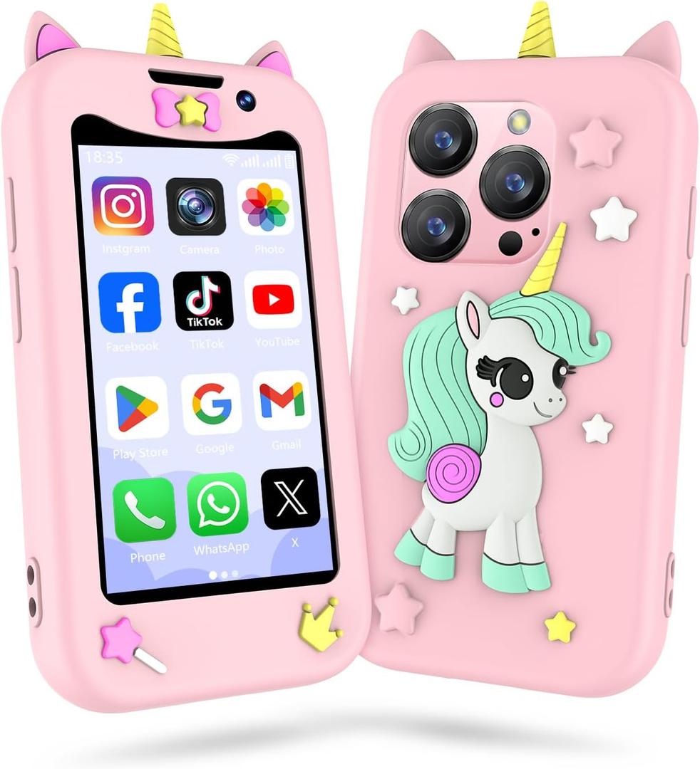 Kids Phone for Girls, Mini Smartphone for Age 3 and Above, Mini Phone with Dual Camra/HD Touch Screen/Video&Phone Call/App Download/Music Player/GPS,Christmas Birthday Gifts Toddler Phone for Kids (Pink)