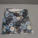 ONLYSHE Women's Summer Floral Shirts Ladies Casual V Neck Tunic Tops Henly Puff Sleeve Blouse for Leggings (L)