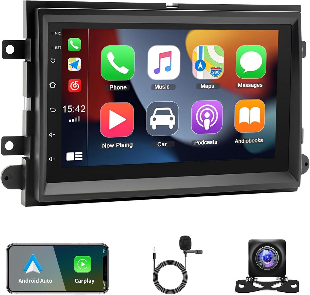 Car Stereo Radio for Ford F150 F250 F350 2004 2005 2006 2007 2008 2009 2010 2011 2012 2013 2014, 7" IPS Touchscreen Android 13 Car Radio with Wireless CarPlay Android Auto Navigation WiFi Bluetooth