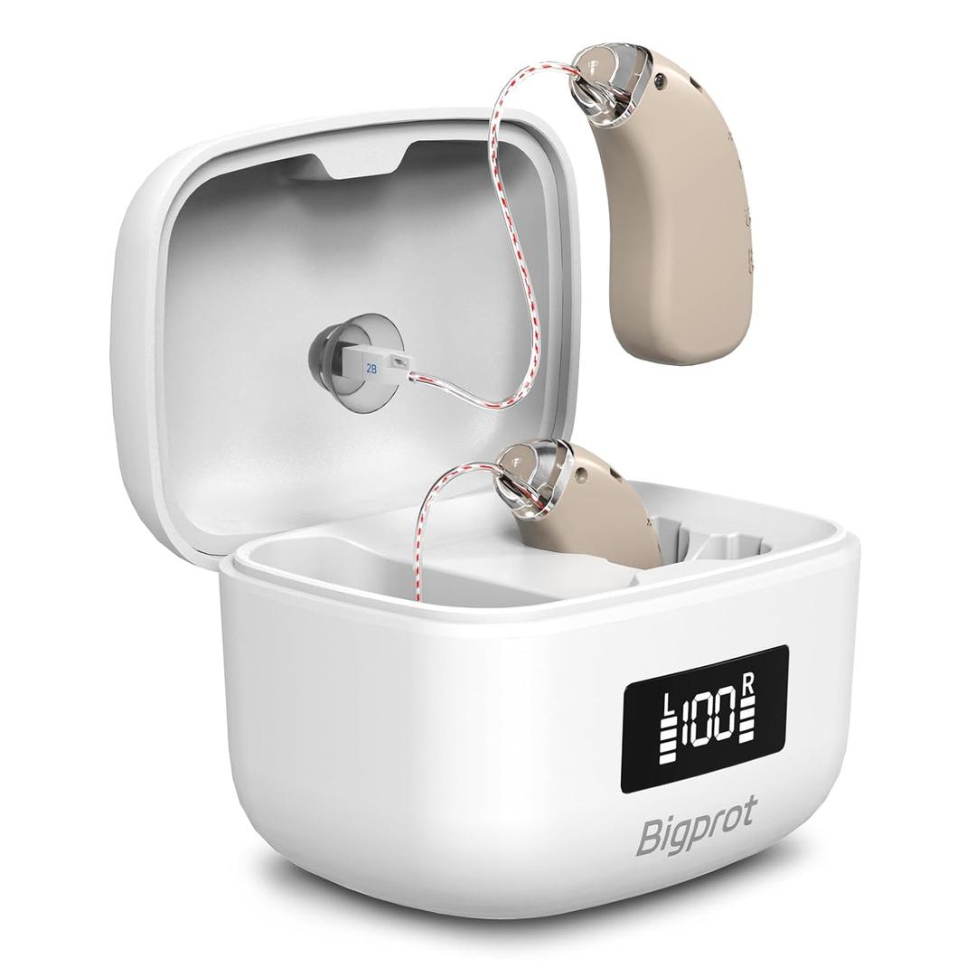 OTC Hearing Aids for Seniors, 2026 Rechargeable Amplifier with Noise Cancelling for Adults, Lightweight Beginner-Friendly Hearing Aids(Beige)