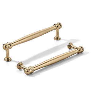 khtumeware 10 Pack 5inch(128mm) Hole Center Brushed Brass Cabinet pulls Satin Brass Solid Heavy-Duty Tradition Kitchen Cabinet Handle Cabinet Hardware for Dressing Table Bathroom Pull