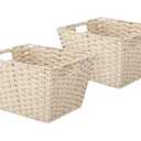 Whitmor Split Rattique Small Tote, Set of 2, Linen