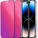 Laooteyy 2 Pcs Dazzling Gradient Colorful Anti-Spy Tempered Glass Screen Protector, Electroplated Anti-Blue Light,HD Anti-scratch Privacy Protection (iPhone 15 Pro)