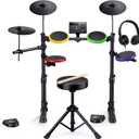 Donner DED-70SE Electric Drum Set for Kids, Electronic Drums with 4 Quiet Silicone Pads, 9" Cymbals, 150 Sounds, 15 Kits, USB MIDI, Type-C Input, Throne, Headphones, Sticks, Melodics Lessons