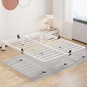 ROIL 7 Inch White Queen Bed Frame with Rounded Corner and Mattress Retainers, 3500LBS Heavy Duty Steel Slats No Box Spring Needed Platform Noise-Free Easy Assembly