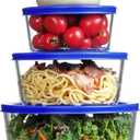Vtopmart 4 Pack Glass Bowls with Lids (1, 2, 4, 7 Cup), Food Storage Containers, Meal Prep and Leftovers Keeper, Lunch Container, Microwave, Dishwasher & Freezer Safe