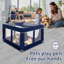 Dog Kitten Playpen with Play Pen Cover for Cat Indoor, 41 x41 x25.5 Puppy Playpen for Small Pet with See-Through Topper Proof Enclosed Door Dog Pen, Sturdy Warm Protable Play Pen for Cat (Royal Blue)