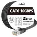 Jadaol Cat 6 Ethernet Cable 25 ft, 10Gbps Support Cat8 Cat7 Network, Flat RJ45 LAN Patch Cable, High-Speed Wired Internet Cable for Router, Modem, Switch, Gaming Consoles, PC, Streaming Devices, White
