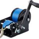 Boat Trailer Winch Hand Winch 3200lbs Heavy Duty Hook with 10m (33ft) Polyester Strap Hand Crank Winch, Two Way Ratchet Manual Winch for Trailer ATV Boat